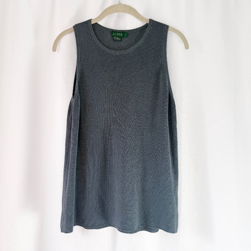 Vintage 90s J. Crew Smoky Blue Silk Knit Shell Size Large